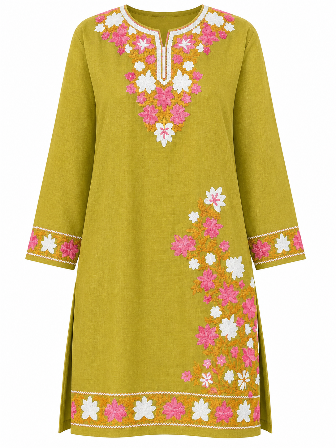 Kashmir Aari cotton Co-Ord Set | Light Moss Green